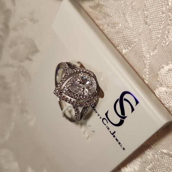 Savvy Cie Jewels Rhodium-Plated Teardrop Ring, Size 7 - Picture 13 of 14